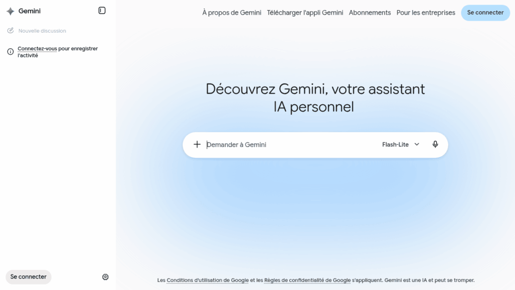 Capture d'écran de Gemini