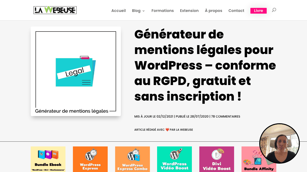 Générateur de mentions légales de La Webeuse
