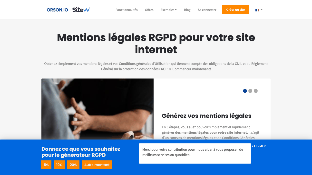 Générateur de mentions légales d'Orson.io