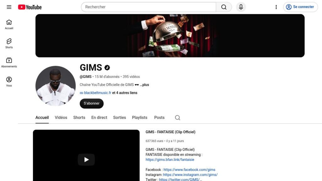 Chaîne YouTube de GIMS