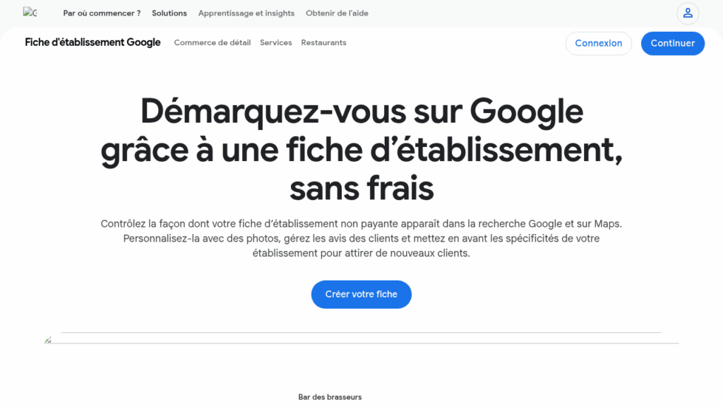Capture d'écran de la fiche d'établissement Google