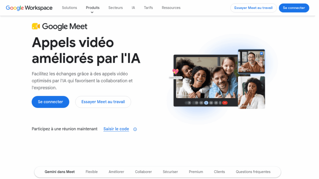 Capture d'écran de Google Meet