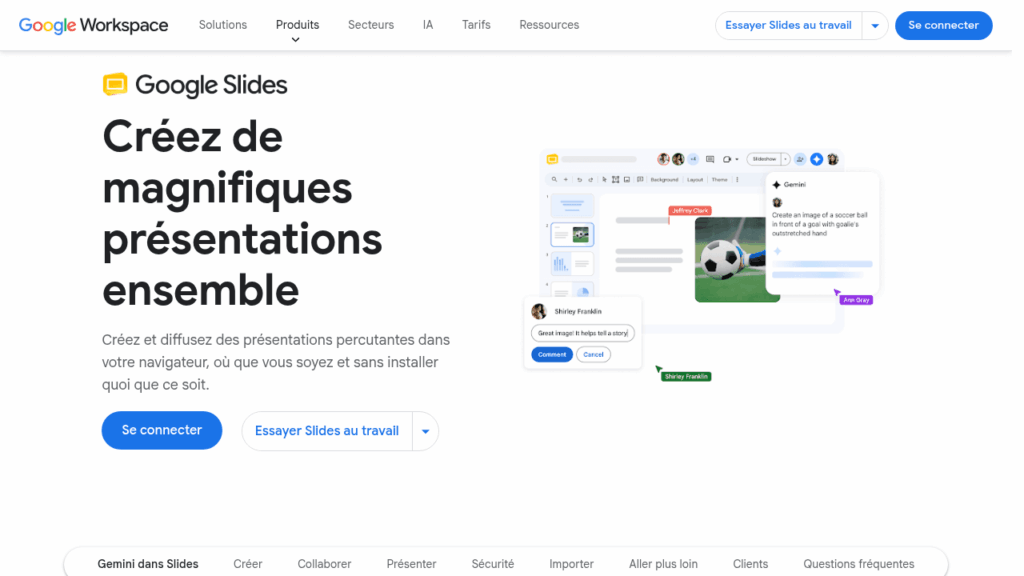 Capture d'écran de Google Slides