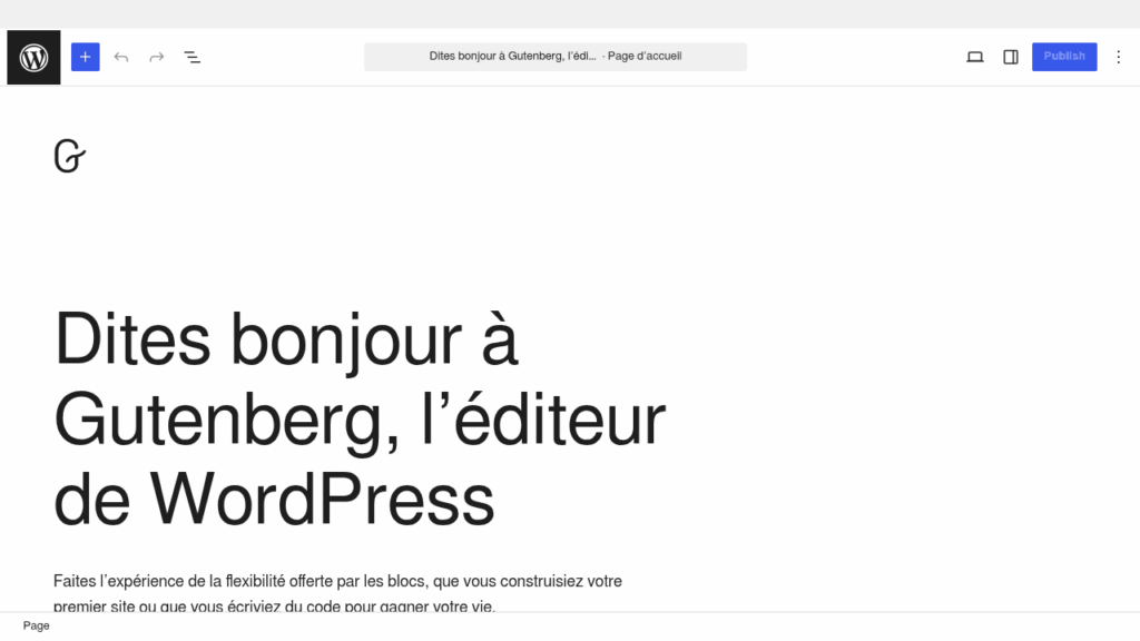 Capture d'écran de Gutenberg