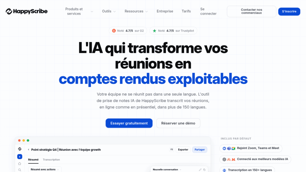 Capture d'écran de Happy Scribe