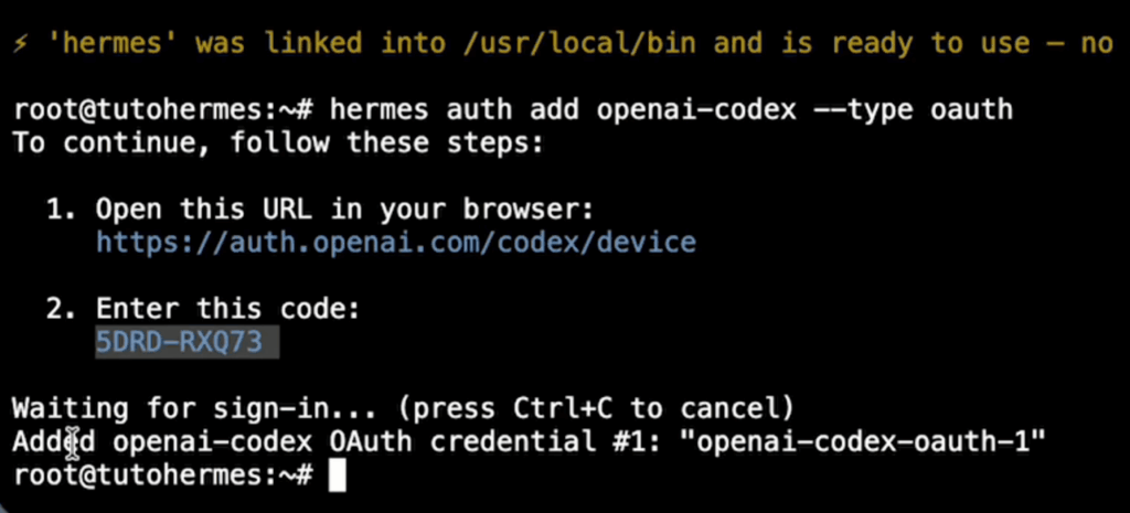 Connexion de l'abonnement OpenAI à Hermes Agent via OAuth