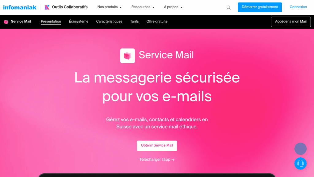 Capture d'écran d'Infomaniak Service Mail