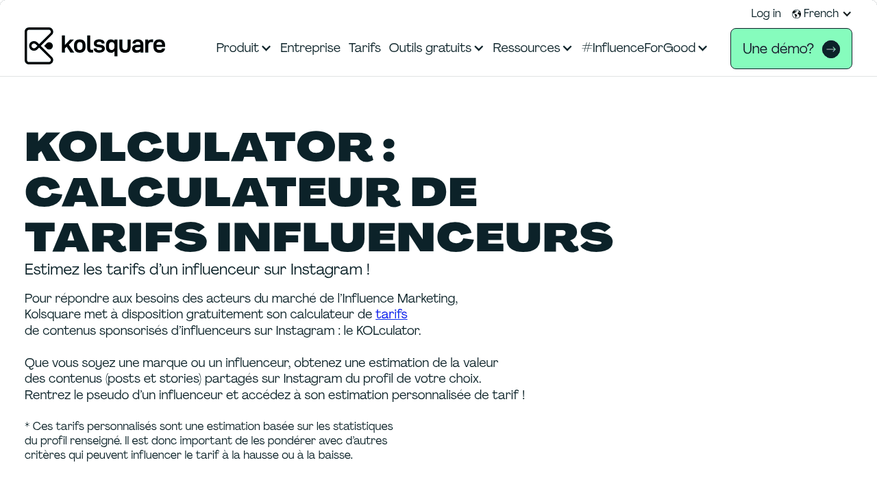 KOLculator, le calculateur de tarifs influenceurs de Kolsquare
