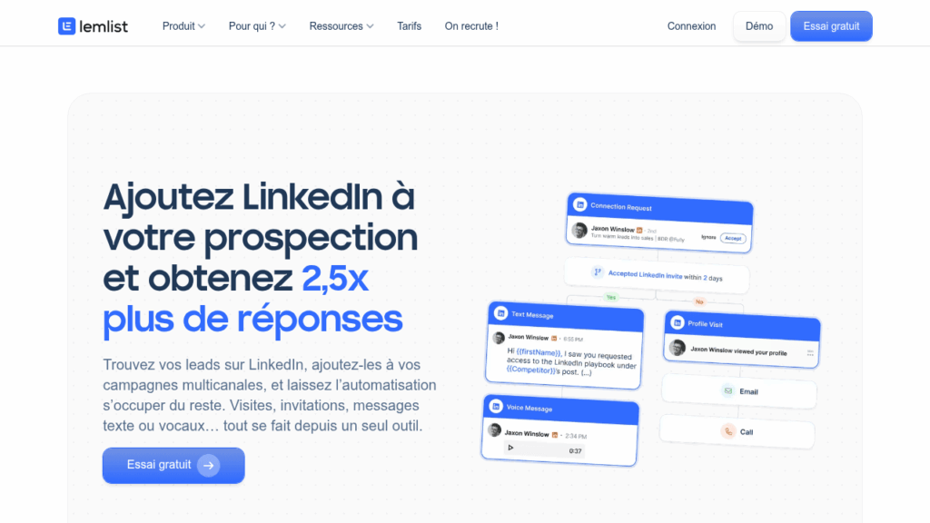 La page prospection LinkedIn de lemlist