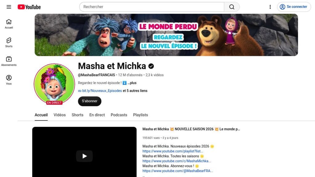 Chaîne YouTube de Masha et Michka