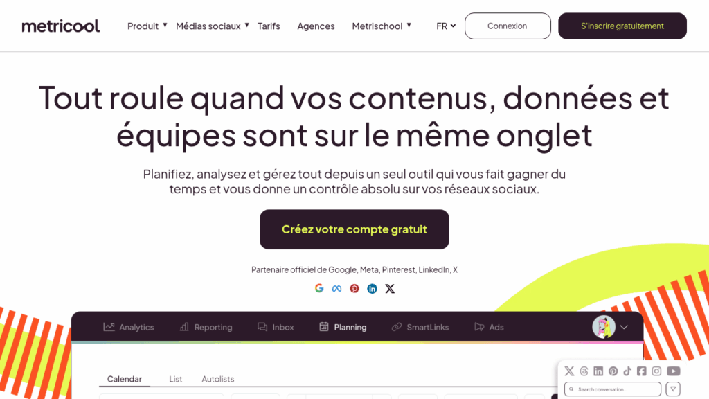 Capture d'écran de Metricool