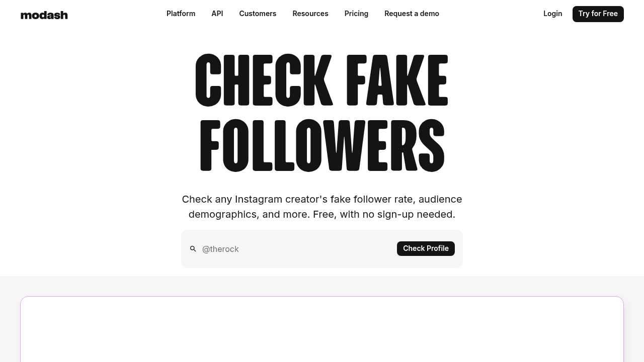 Outil gratuit de vérification des faux abonnés Instagram