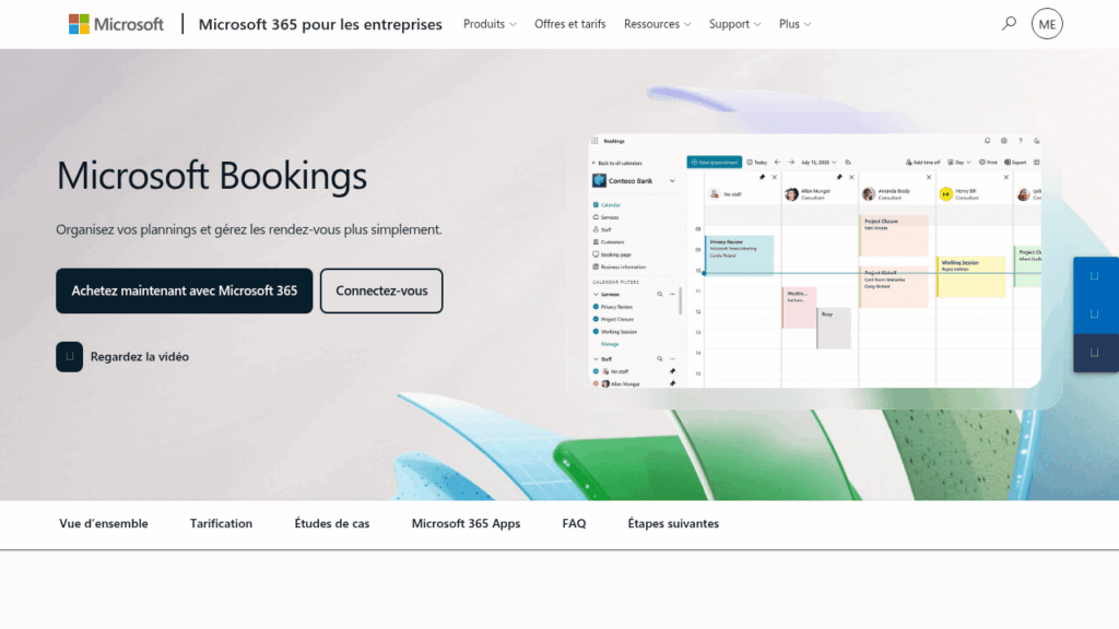 Capture d'écran de Microsoft Bookings