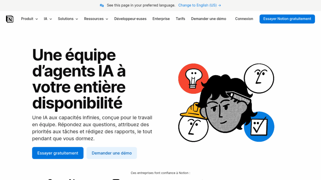 Capture d'écran de Notion AI