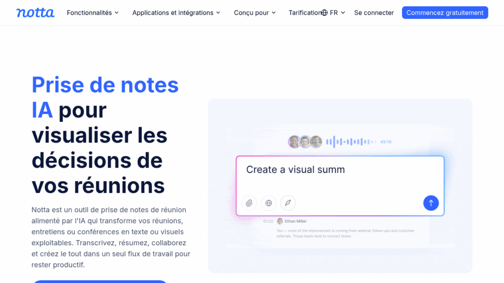 Capture d'écran de Notta