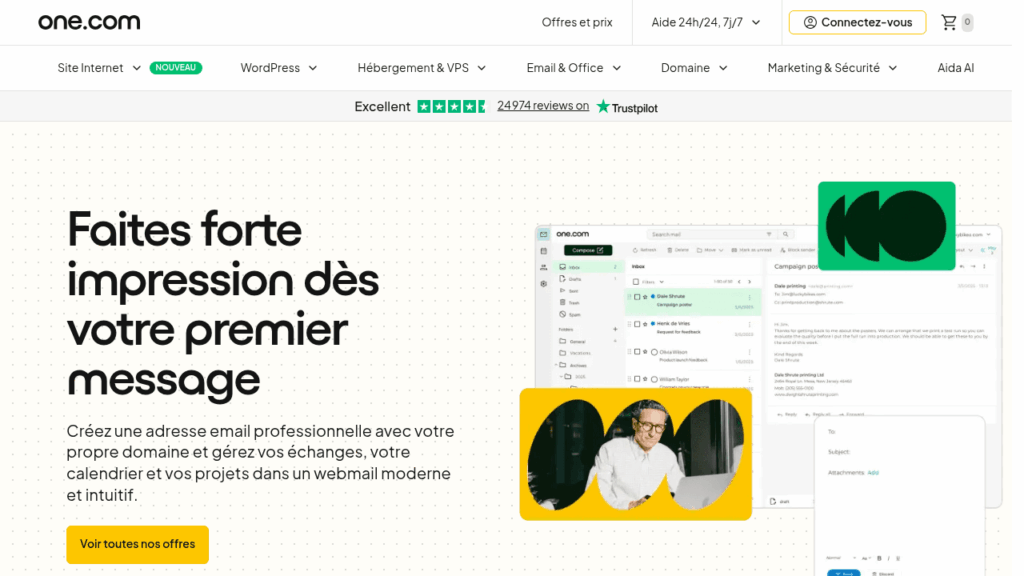 Capture d'écran de One.com