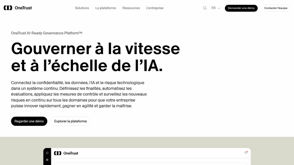 Capture d'écran de OneTrust