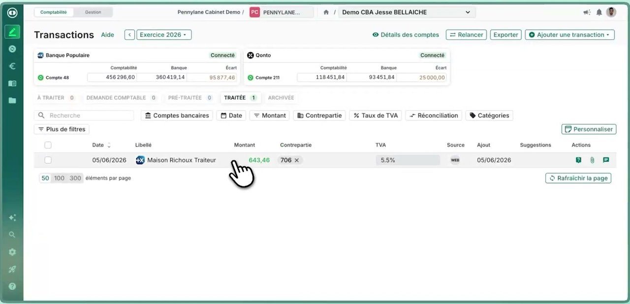Rapprochement bancaire des transactions dans Pennylane