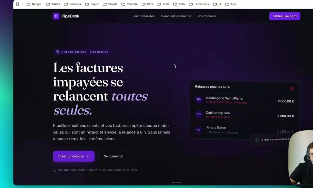 La landing page de PipeDesk générée automatiquement