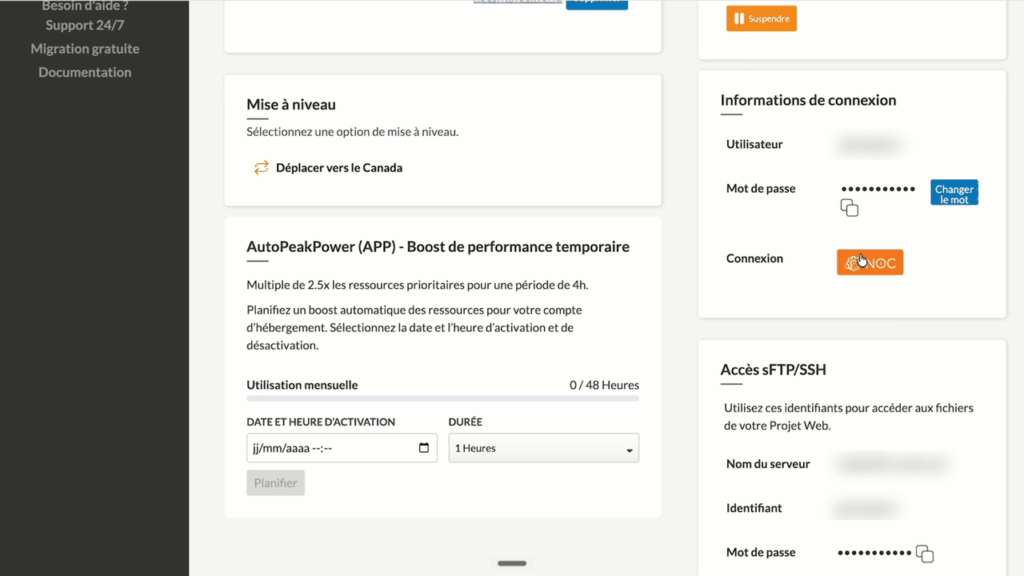 La fonction AutoPeakPower du panneau N0C de PlanetHoster