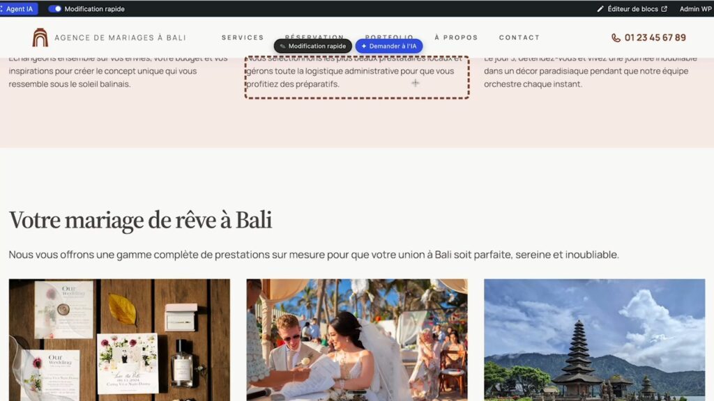 Le site WordPress finalisé après retouches