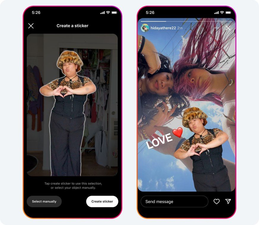 Sticker Découpage (Cutouts) dans une story Instagram