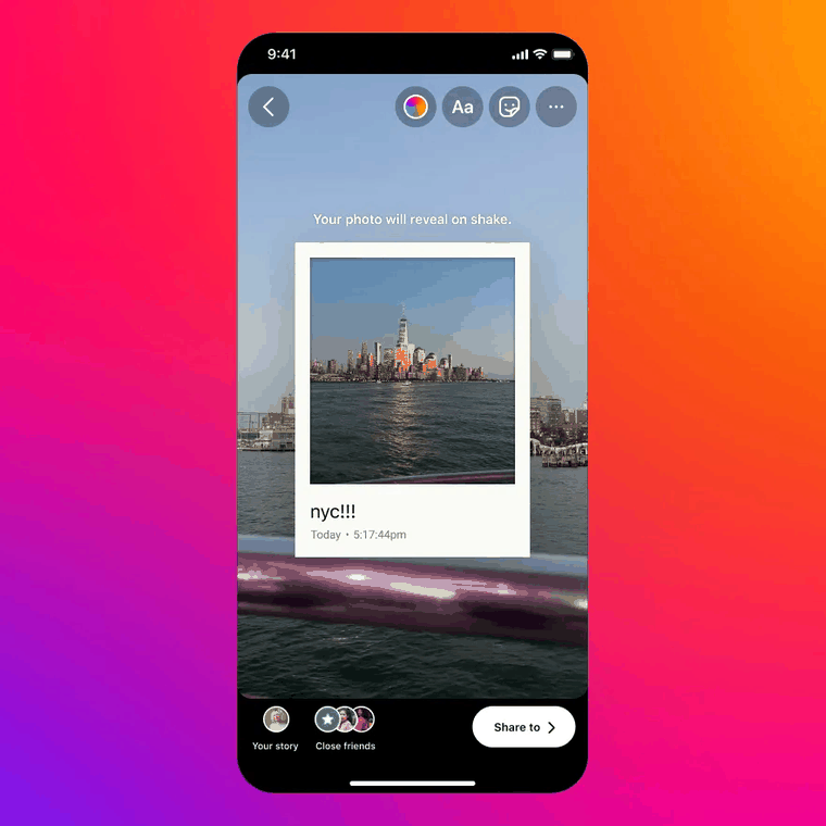 Sticker Cadres (Frames) dans une story Instagram