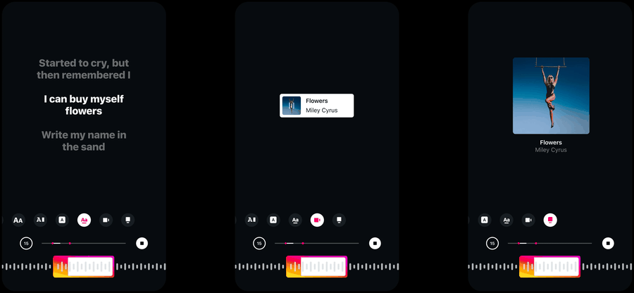 Sticker Musique avec paroles dans une story Instagram