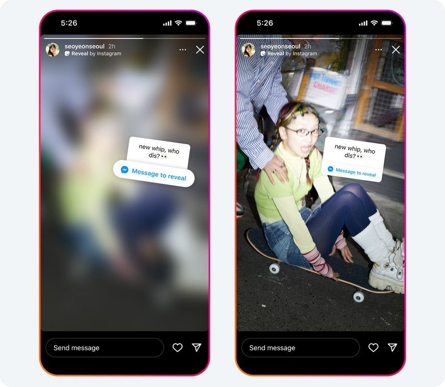 Sticker Dévoiler (Reveal) dans une story Instagram