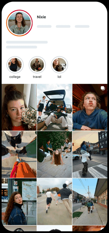 Stories à la une sur un profil Instagram