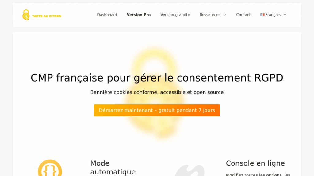 Capture d'écran de Tarteaucitron
