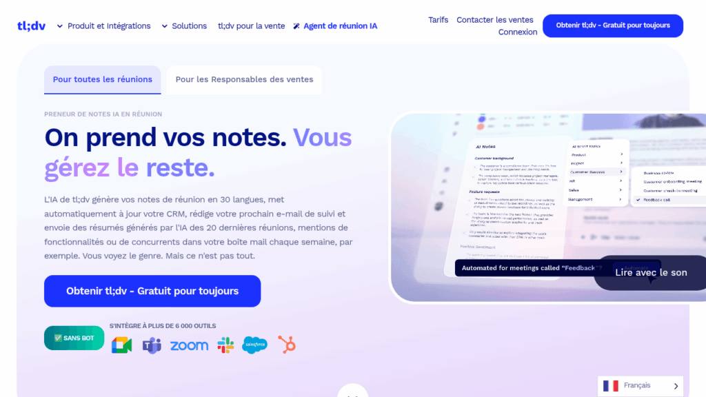 Capture d'écran de tl;dv