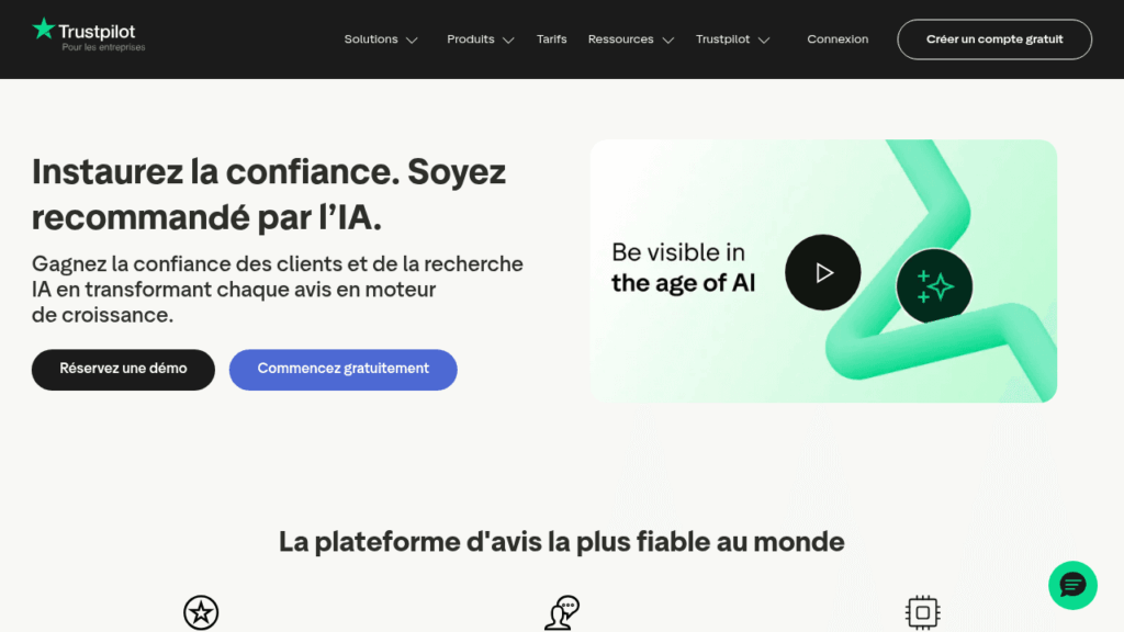 Capture d'écran de Trustpilot