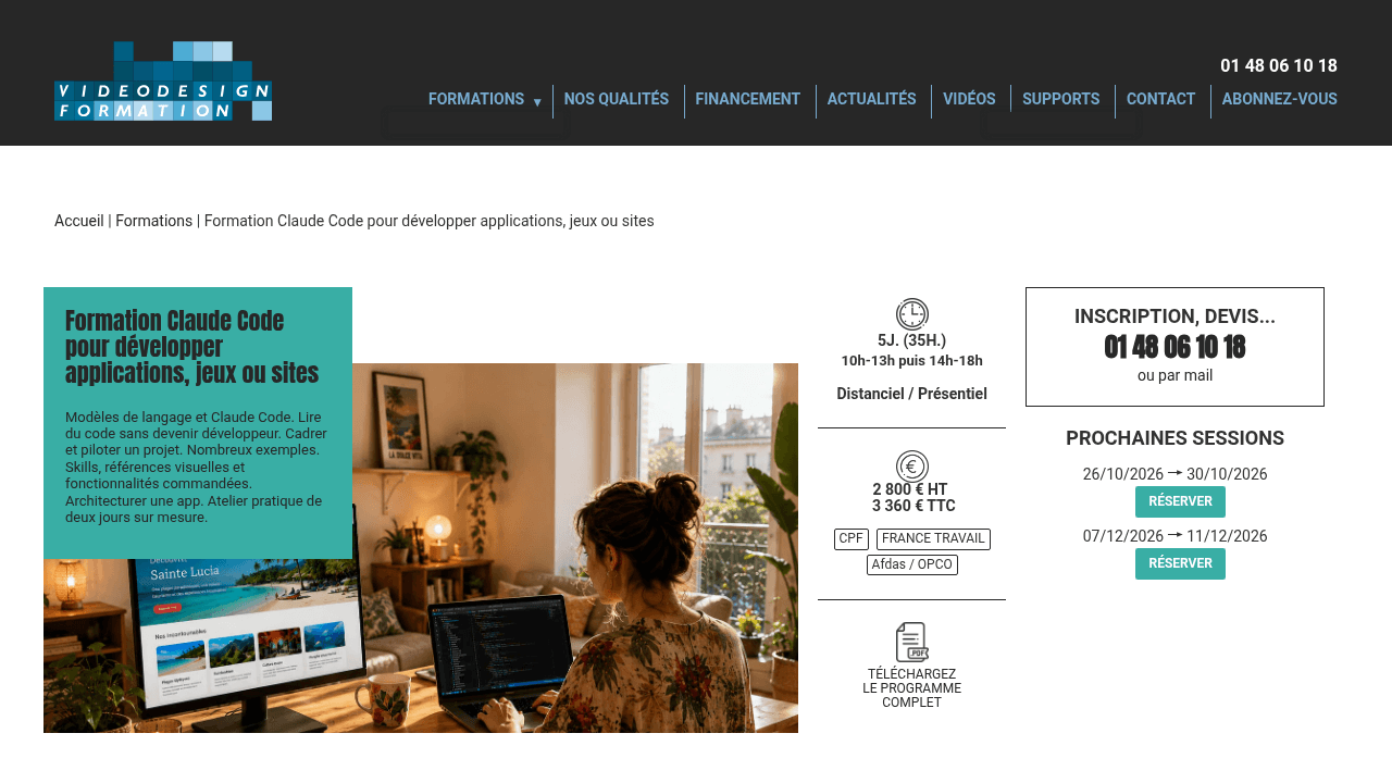 Formation Claude Code de Video Design Formation
