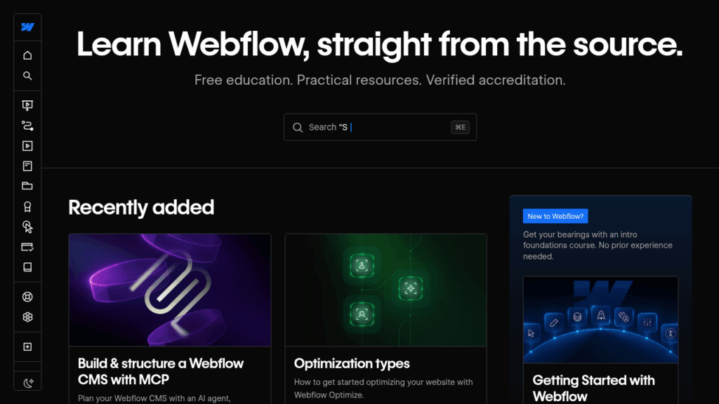 Capture d'écran de Webflow University