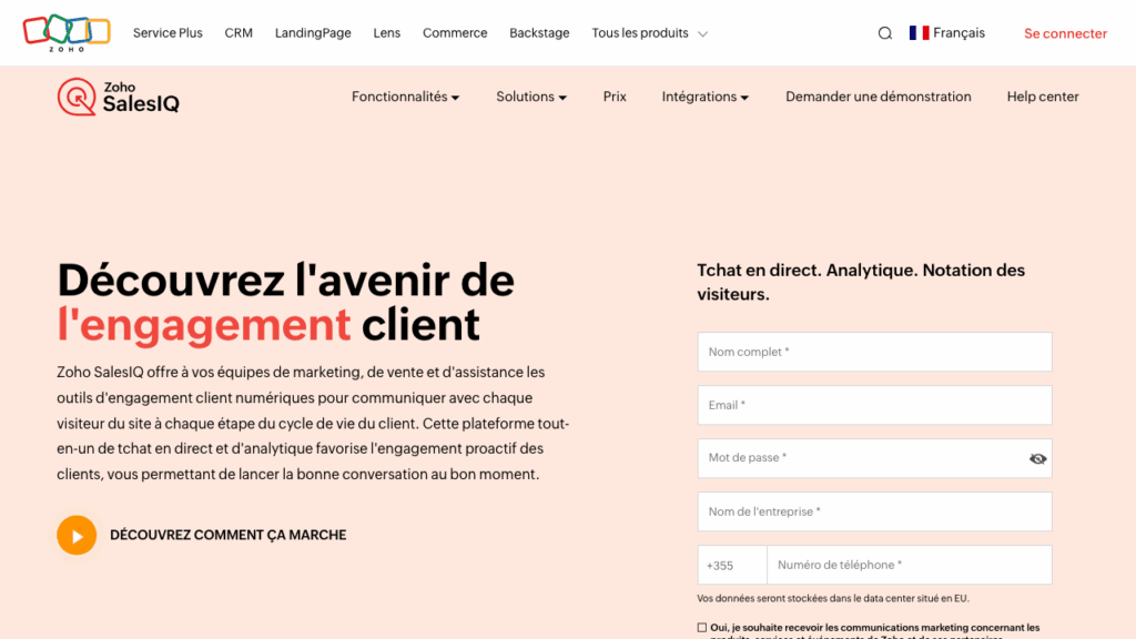 Capture d'écran de Zoho SalesIQ