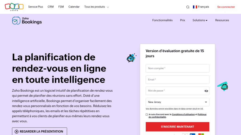 Capture d'écran de Zoho Bookings