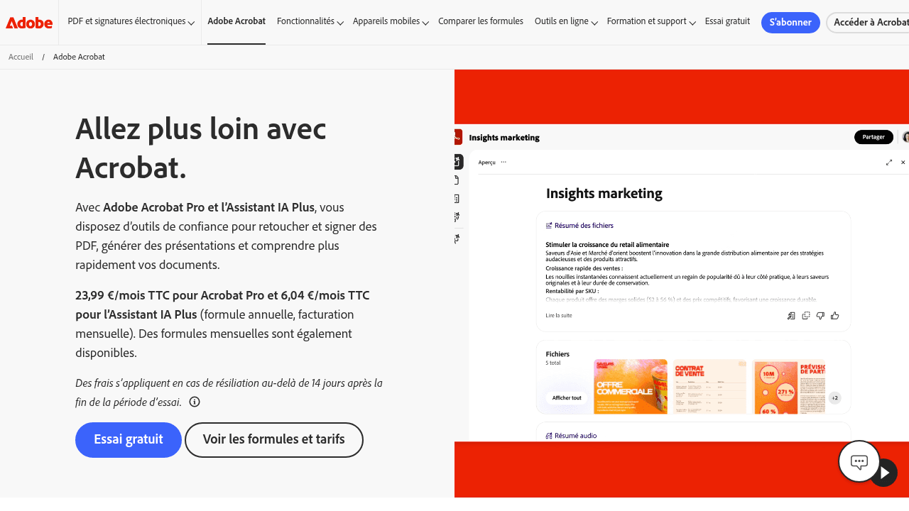 Capture d'écran de Adobe Acrobat