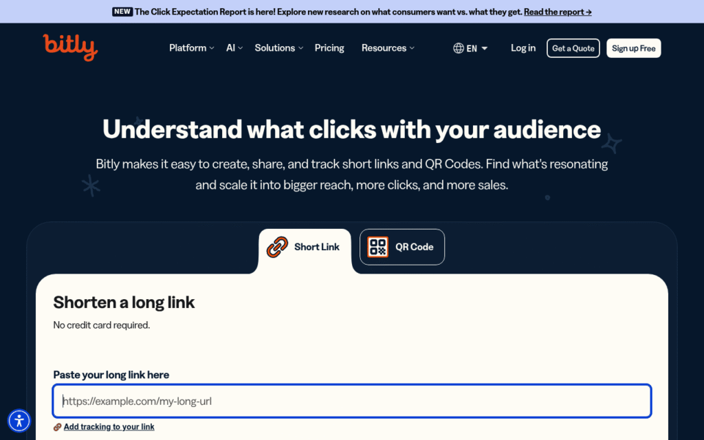 Capture d'écran de Bitly