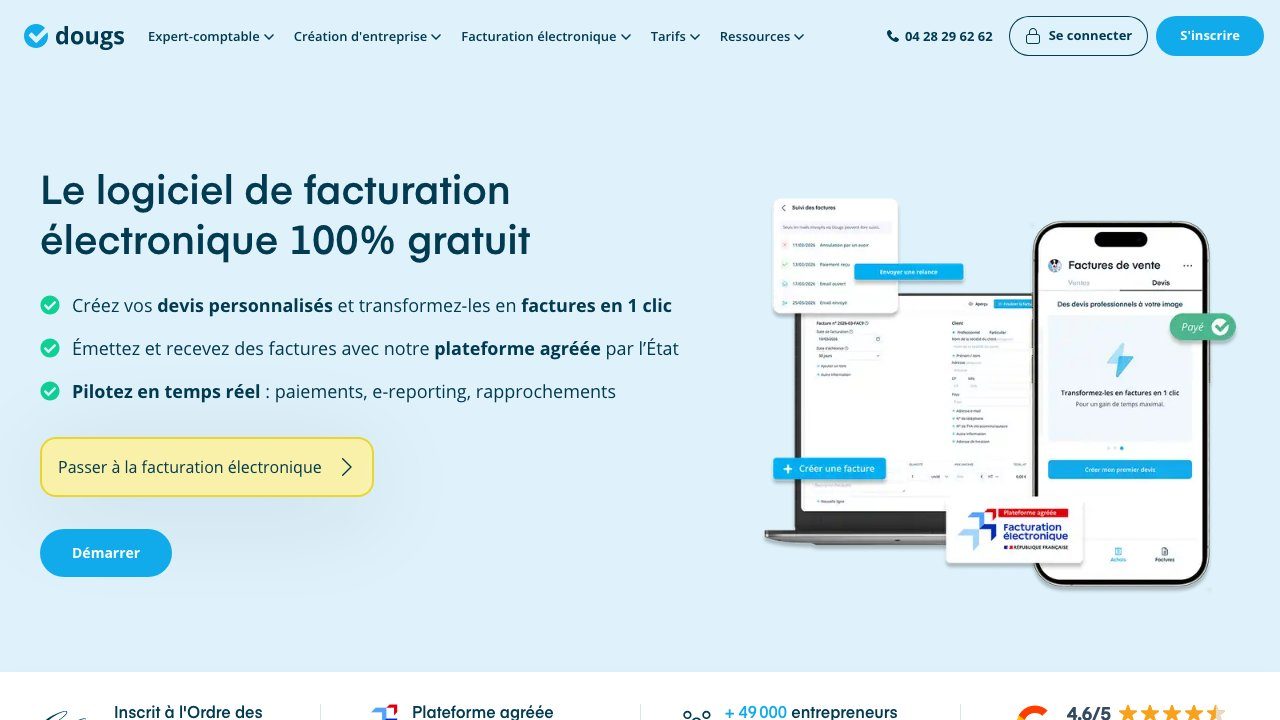Capture d'écran du logiciel de facturation gratuit de Dougs