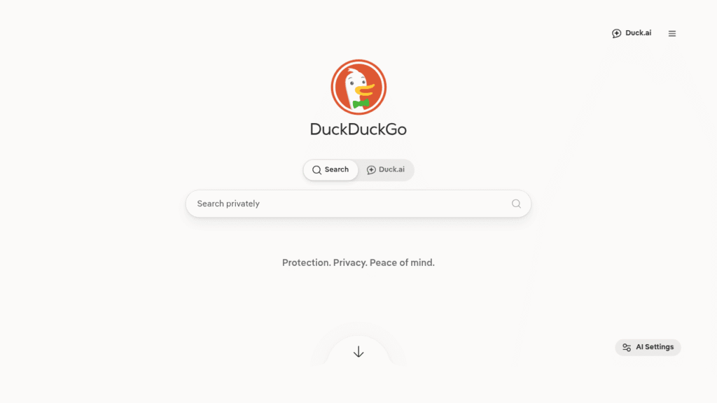 Capture d'écran de DuckDuckGo