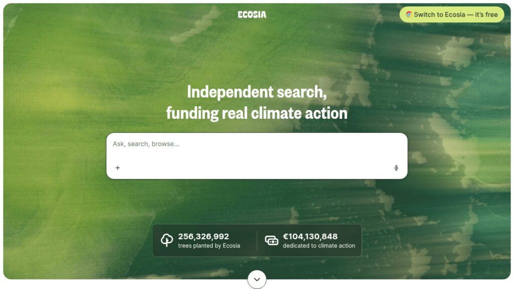 Capture d'écran de Ecosia