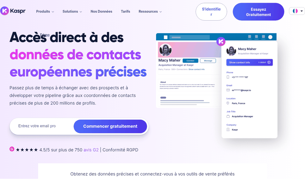 Capture d'écran de Kaspr