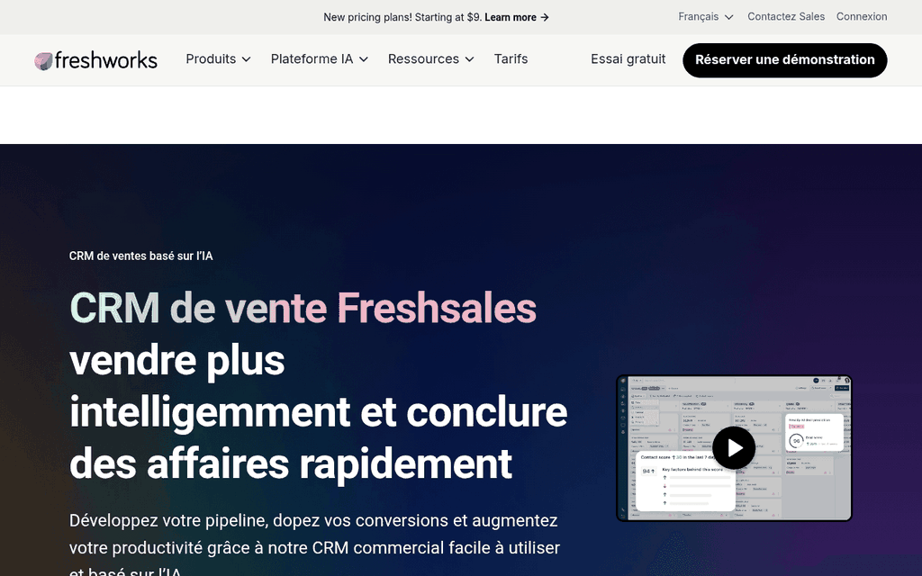 Capture d'écran de Freshsales