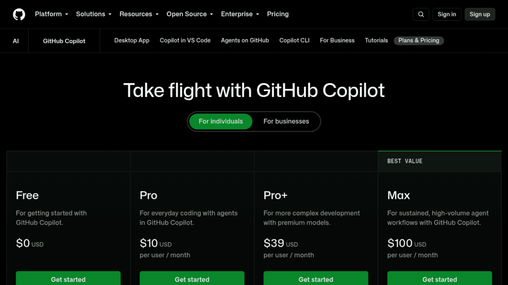 Capture d'écran de GitHub Copilot