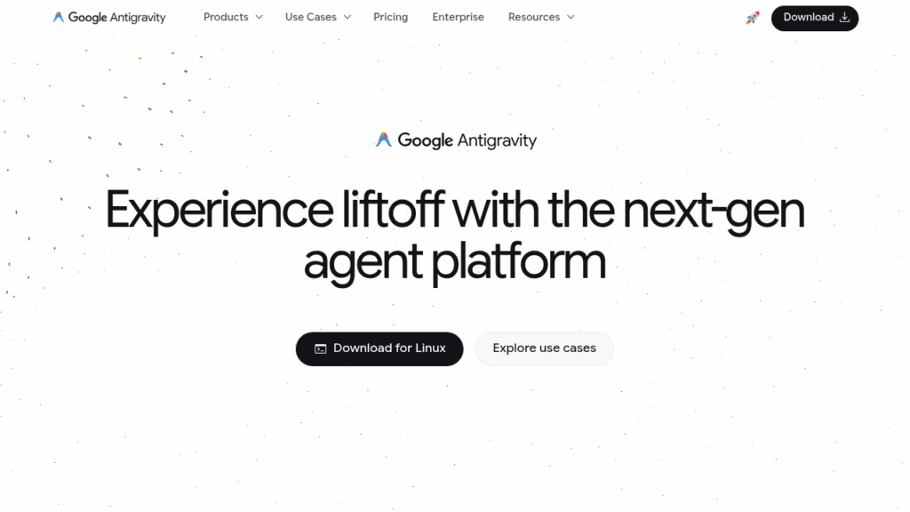 Capture d'écran de Google Antigravity