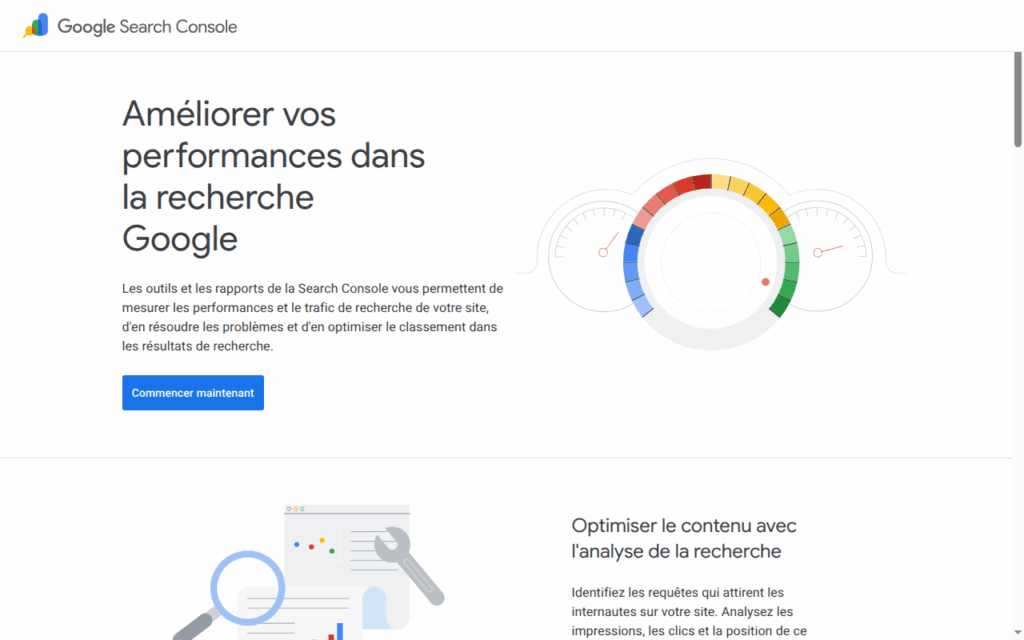 Capture d'écran de Google Search Console