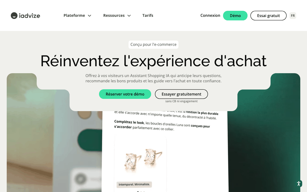 Page d'accueil de la solution iAdvize