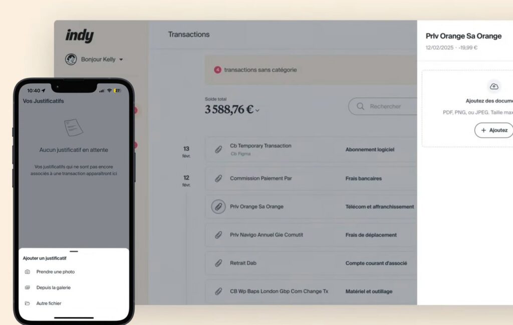 Ajout d'un justificatif depuis l'application mobile Indy
