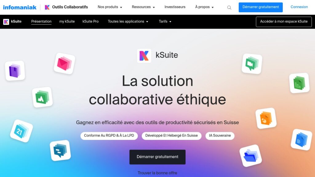 Capture d'écran de Infomaniak kSuite